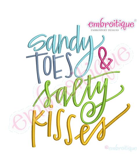 Sandy Toes & Salty Kisses - beautiful Hand Lettered Calligraphy Quote