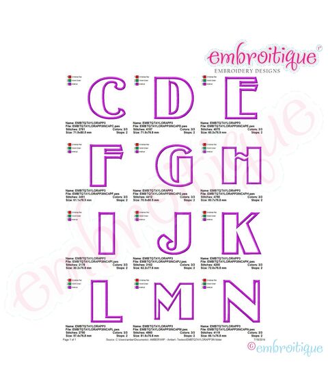 Taylor Applique Monogram Set - Large - 4", 5", 6", 7", 4 image