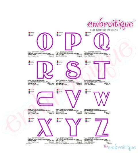 Taylor Applique Monogram Set - Small - 1.5", 2", 3", 3.5", 4 image