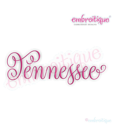 Tennessee Calligraphy Fancy Script 3 USA United States Machine Embroidery Design