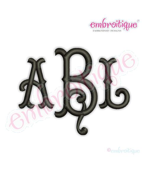 Tillman Classic Tuscan 3 Letter Monogram Machine Embroidery Alphabet