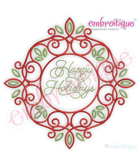 Vintage Curly Scroll Circle Monogram Font Frame - Perfect for the holidays!