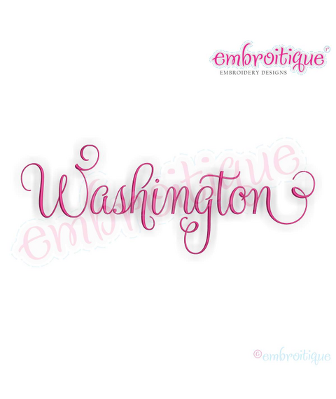 Washington Calligraphy Fancy Script 3 USA United States Machine Embroidery Design