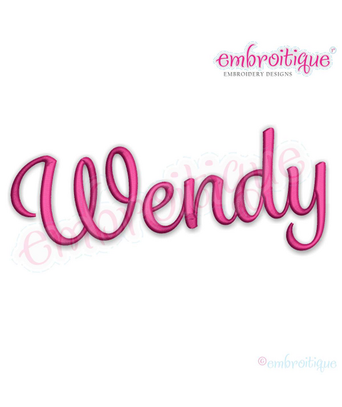 Wendy - Small - Upright Script Machine Embroidery Font