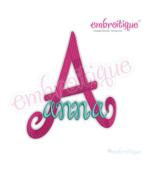 Princess Anna Monogram Set - Medium - 3", 4", 5" - Fun curly whimsical font