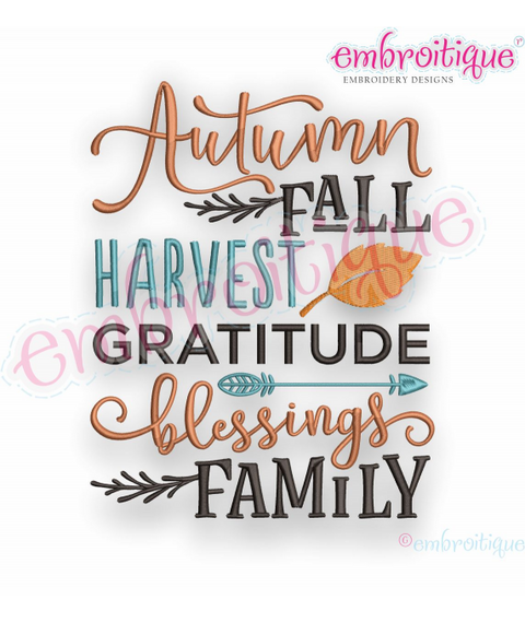 Autumn Fall Harvest Gratitude Block