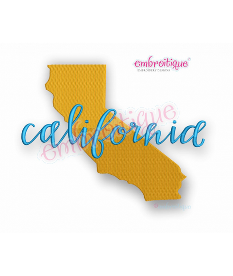 California State Shape with Script
