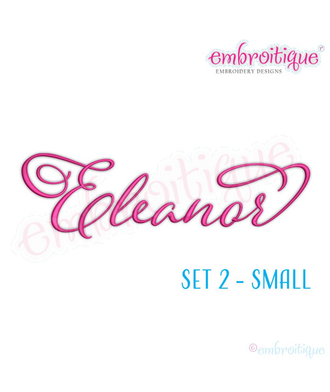 Eleanor Set 2 - Small - Calligraphy Script Machine Embroidery Monogram Alphabet Font - Embroitique - BX Files included