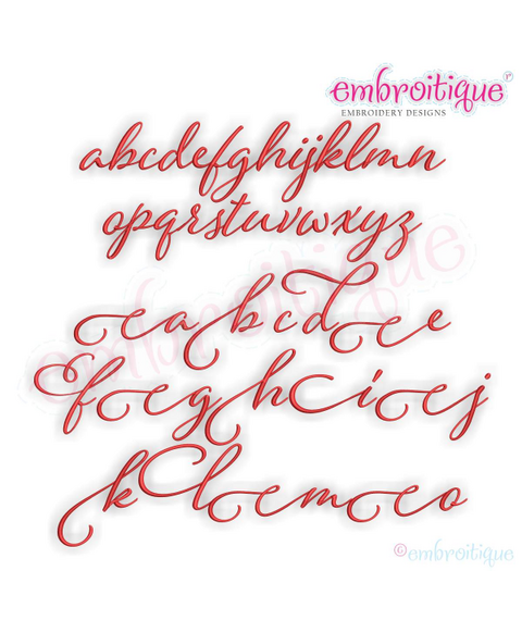 Eleanor Set 2 - Small - Calligraphy Script Machine Embroidery Monogram Alphabet Font - Embroitique - BX Files included