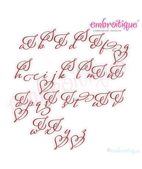 Eleanor Set 3 Lower case alternates - Small - Calligraphy Script Machine Embroidery Monogram Alphabet Font - Embroitique - BX Files included