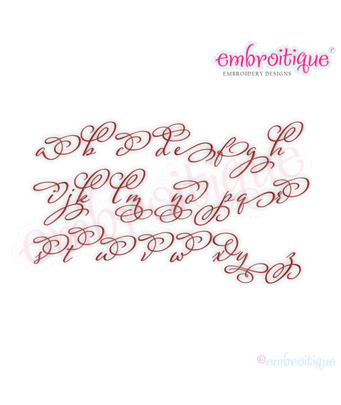 Eleanor Set 3 Lower case alternates - Small - Calligraphy Script Machine Embroidery Monogram Alphabet Font - Embroitique - BX Files included