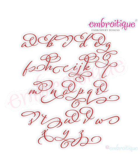 Eleanor Set 4 Lower case alternates - Small - Calligraphy Script Machine Embroidery Monogram Alphabet Font - Embroitique - BX Files included