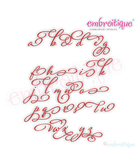 Eleanor Set 4 Lower case alternates - Small - Calligraphy Script Machine Embroidery Monogram Alphabet Font - Embroitique - BX Files included