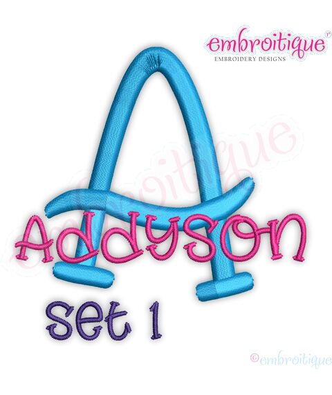 Addyson Set 1 Whimsical Machine Embroidery Alphabet Monogram Font - Great for Boys and Girls!, 5 image