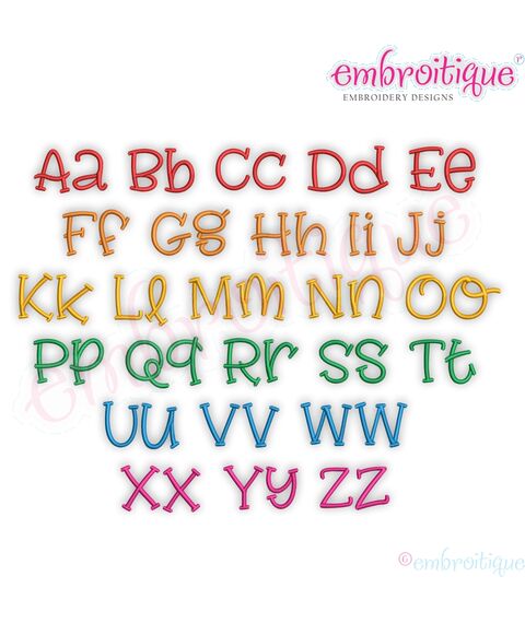 Addyson Set 1 Whimsical Machine Embroidery Alphabet Monogram Font - Great for Boys and Girls!, 2 image