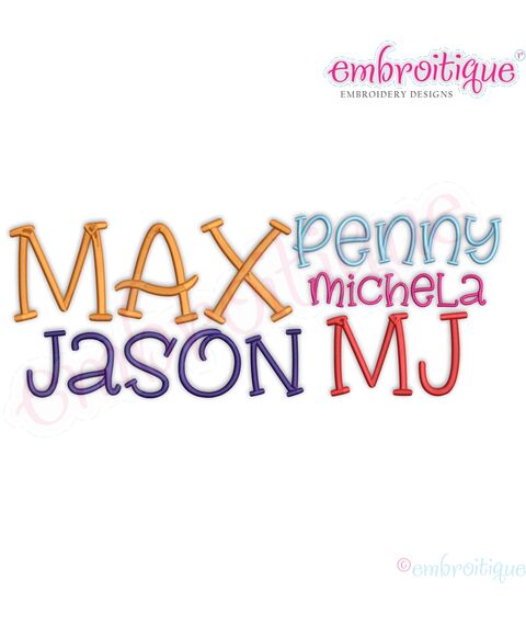 Addyson Set 1 Whimsical Machine Embroidery Alphabet Monogram Font - Great for Boys and Girls!, 3 image