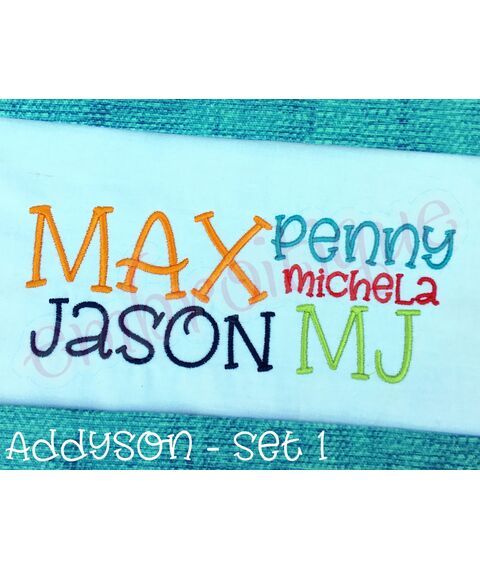 Addyson Set 1 Whimsical Machine Embroidery Alphabet Monogram Font - Great for Boys and Girls!