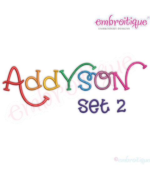 Addyson Set 2 Whimsical Machine Embroidery Alphabet Monogram Font - Great for Boys and Girls!, 4 image