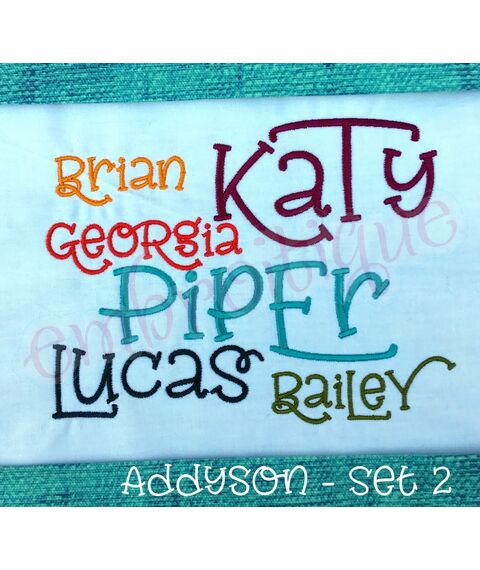 Addyson Set 2 Whimsical Machine Embroidery Alphabet Monogram Font - Great for Boys and Girls!