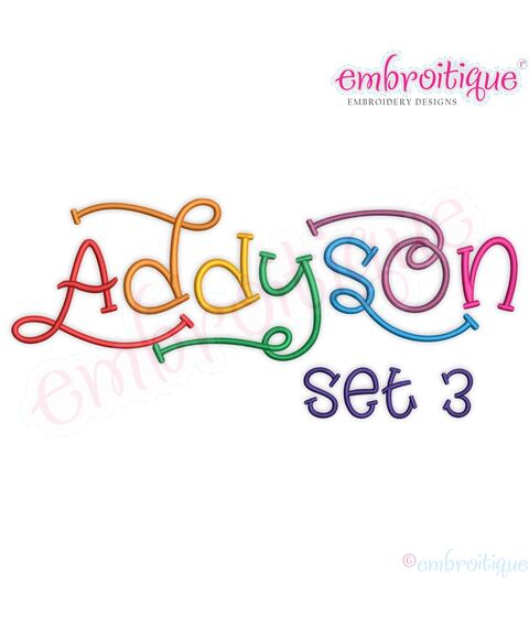 Addyson Set 3 Whimsical Machine Embroidery Alphabet Monogram Font -Embroitique Great for Boys and Girls, 5 image