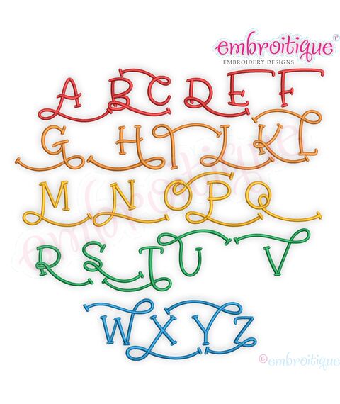 Addyson Set 3 Whimsical Machine Embroidery Alphabet Monogram Font -Embroitique Great for Boys and Girls, 2 image