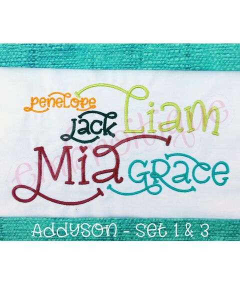Addyson Set 3 Whimsical Machine Embroidery Alphabet Monogram Font -Embroitique Great for Boys and Girls