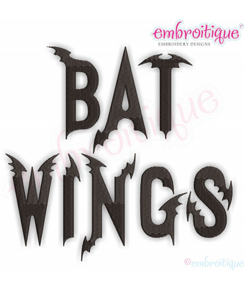 Bat Wing Halloween Font-1", 2", 3", 4", 5"  A-Z, 0-9