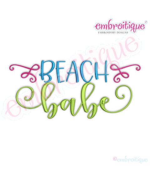Beach Babe Adorable Summer Time Vacation Machine Embroidery Design