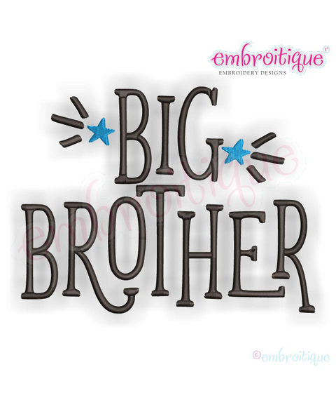 Big Brother with Stars Sibling Machine Embroidery Design - Embroitique
