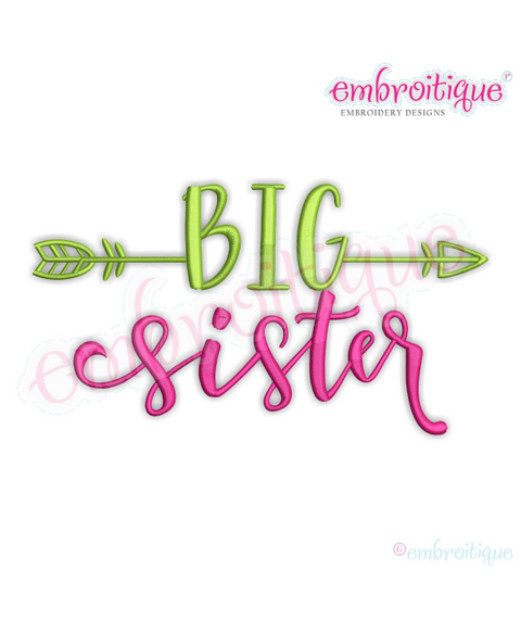 Big Sister With Arrow- Sibling design - Machine Embroidery Design