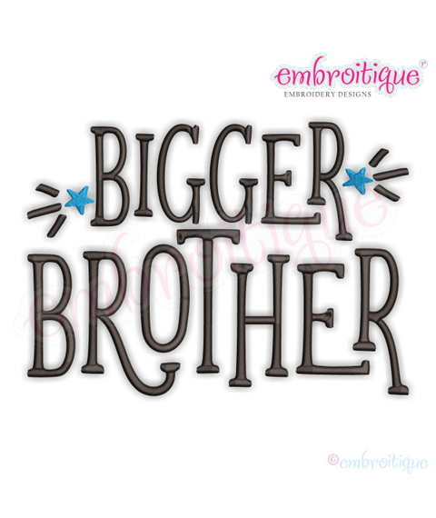 Bigger Brother with Stars Sibling Machine Embroidery Design - Embroitique