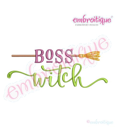 Boss Witch with Broom Funny Halloween