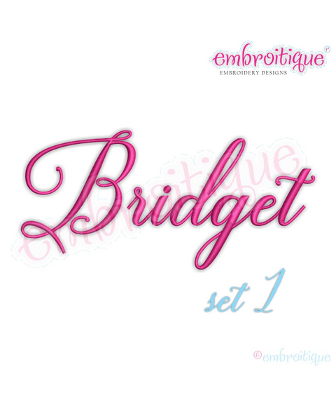 Bridget Monogram Set 1 - Small - Beautiful Calligraphy Swash Interchangeable Machine Embroidery Alphabet font - BX files included