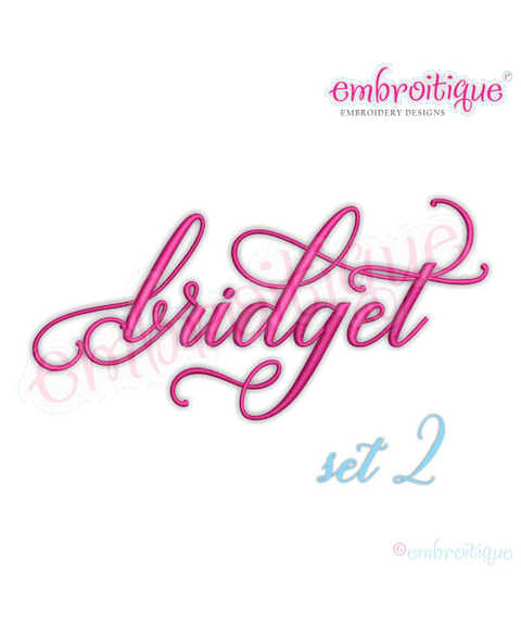 Bridget Monogram Set 2 - Small - Beautiful Calligraphy Swash Interchangeable Machine Embroidery Alphabet font - BX files included