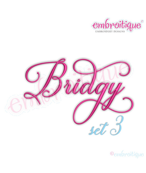 Bridget Monogram Set 3 - Small - Beautiful Calligraphy Swash Interchangeable Machine Embroidery Alphabet font - BX files included