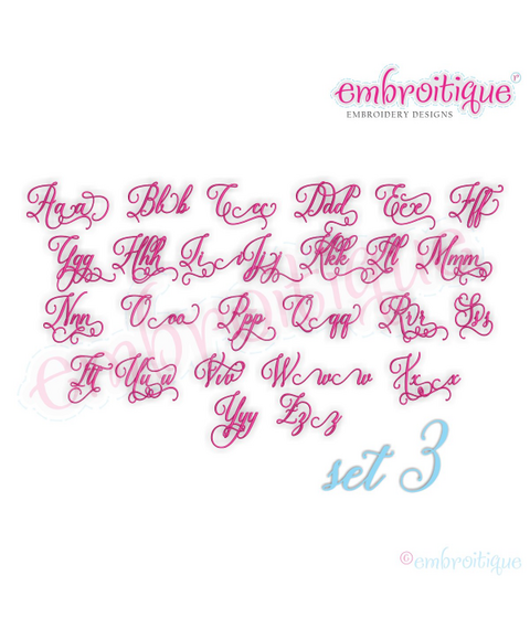 Bridget Super Set (sets 1, 2 & 3) - Small - Beautiful Calligraphy Swash Interchangeable Machine Embroidery Alphabet font - BX files included