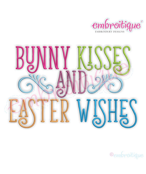 Bunny Kisses and Easter Wishes Curly Cute Machine Embroidery Design - Embroitique