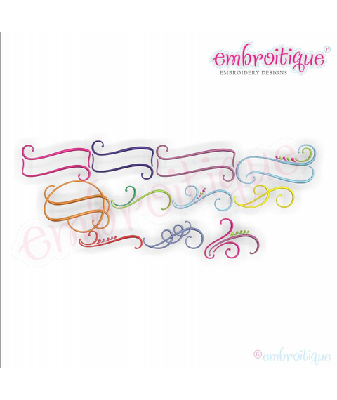 Buttercup Accents 16 - 26 - Calligraphy Decorative Embellishments - Embroitique  Machine Embroidery Designs