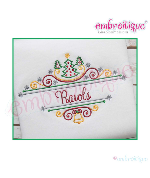 Embroitique Curly Christmas Tree Font Frame with Stars, 4 image