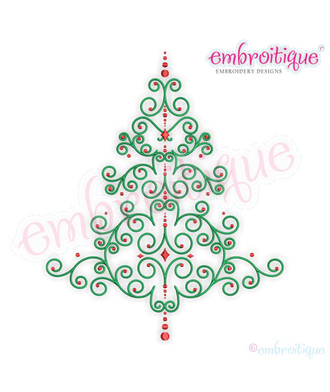 Curly Christmas Tree Machine Embroidery Design