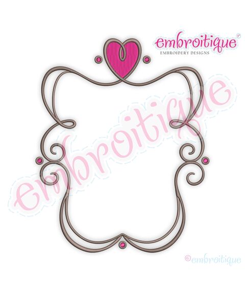 Curly Heart Font Frame - Valentines, Wedding