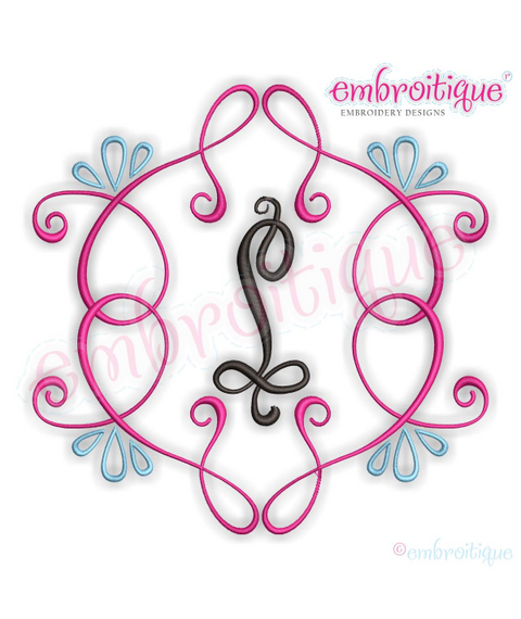 Curly Vintage Scroll Font Frame 2 - Machine Embroidery File
