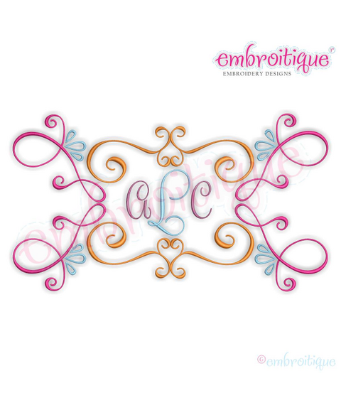 Curly Vintage Scroll Font Frame 3 - Machine Embroidery File