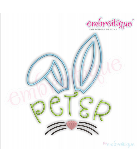 Easter Bunny Face Name Frame Machine Embroidery Design