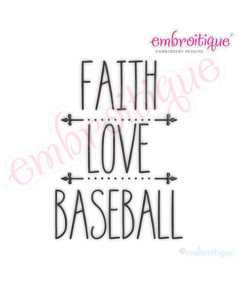 Faith Love Baseball Rae Dunn Style Farmhouse Chic Machine Embroidery Design