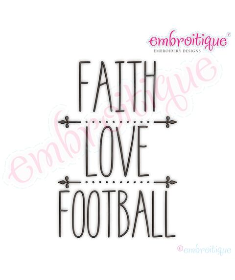 Faith Love Football Rae Dunn Style Farmhouse Chic Machine Embroidery Design