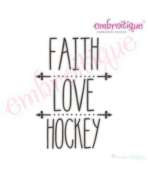 Faith Love Hockey Rae Dunn Style Farmhouse Chic Machine Embroidery Design