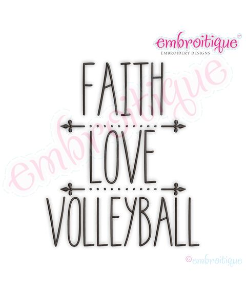 Faith Love Volleyball Rae Dunn Style Farmhouse Chic Machine Embroidery Design