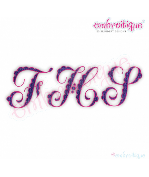 Fallyn Filled Monogram Set - girly, lacy alphabet -  Embroitique Machine Embroidery Design