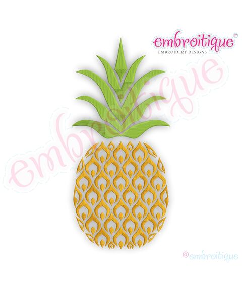 Fancy Pineapple Fruit Welcome Fill Stitch Instant Download Machine Embroidery Design